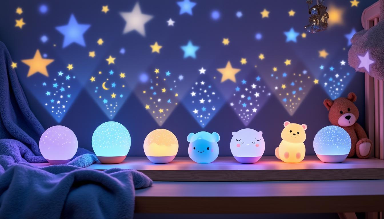 découvrez notre veilleuse bébé avec projecteur d’étoiles, un accessoire ludique et apaisant qui crée une atmosphère magique pour rassurer votre petit. parfait pour aider votre enfant à s'endormir paisiblement sous un ciel étoilé.