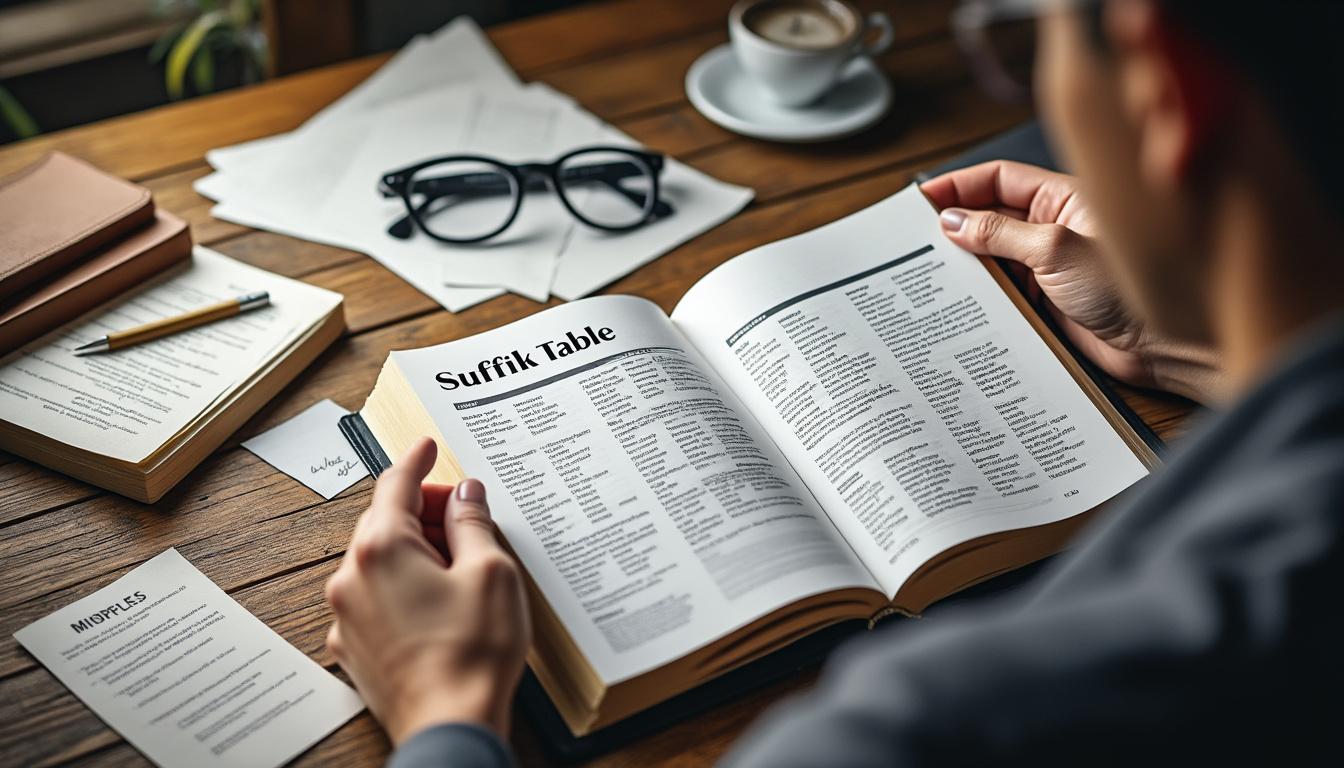 Comprendre le tableau des suffixes pour une meilleure maîtrise du vocabulaire
