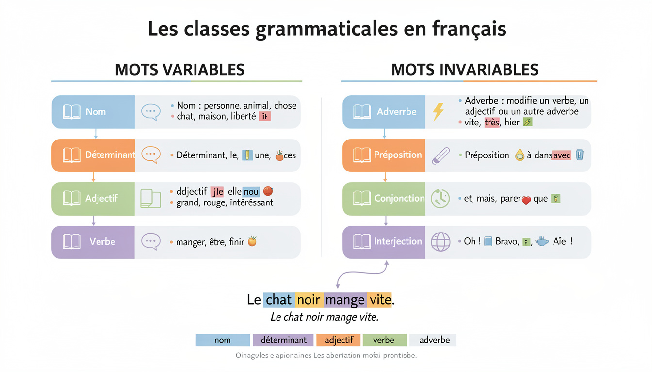 découvrez un tableau essentiel des classes grammaticales pour maîtriser la langue française facilement et efficacement.