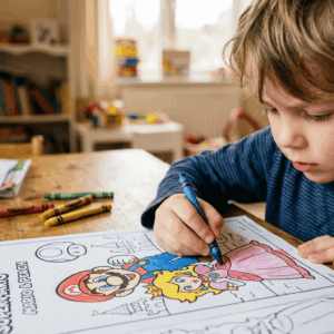 coloriage de Mario et Peach