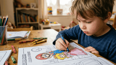 coloriage de Mario et Peach