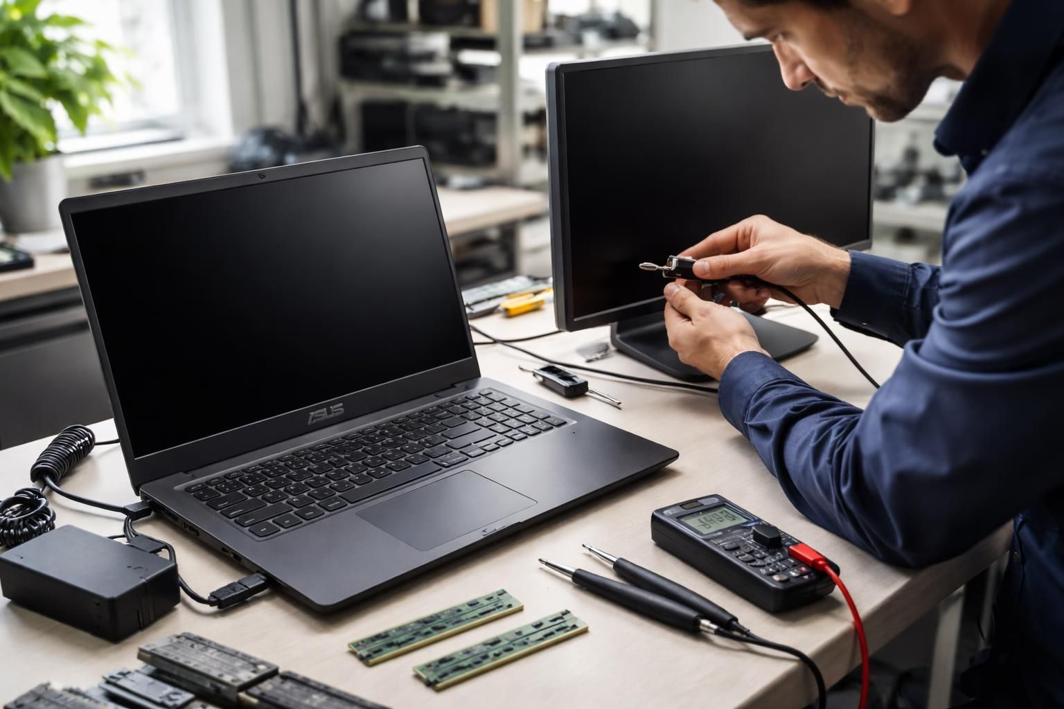 Écran noir Asus : tester écran externe, RAM, chargeur