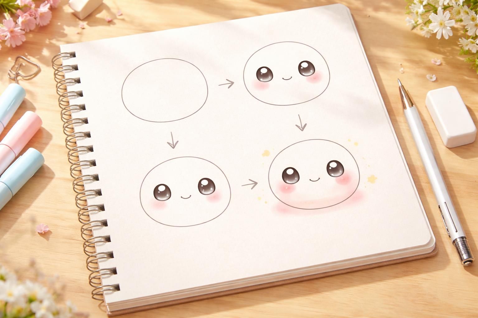 Guide pour un dessin kawaii facile : dessiner un petit motif mignon