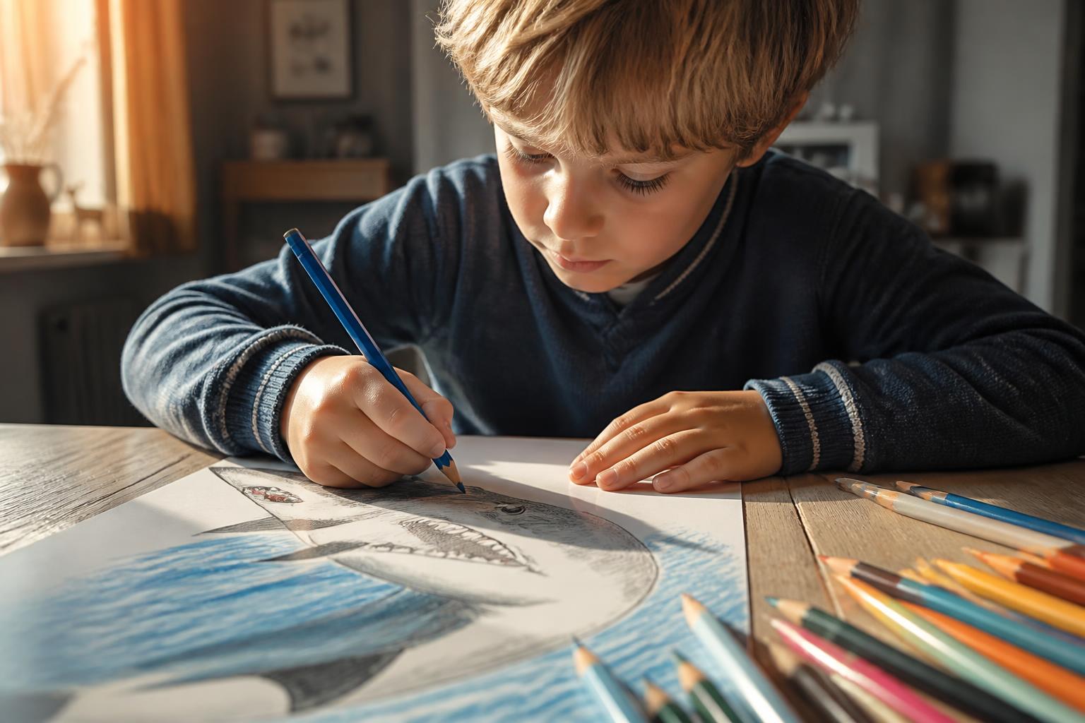 Comment le coloriage du requin Megalodon stimule la créativité chez les enfants