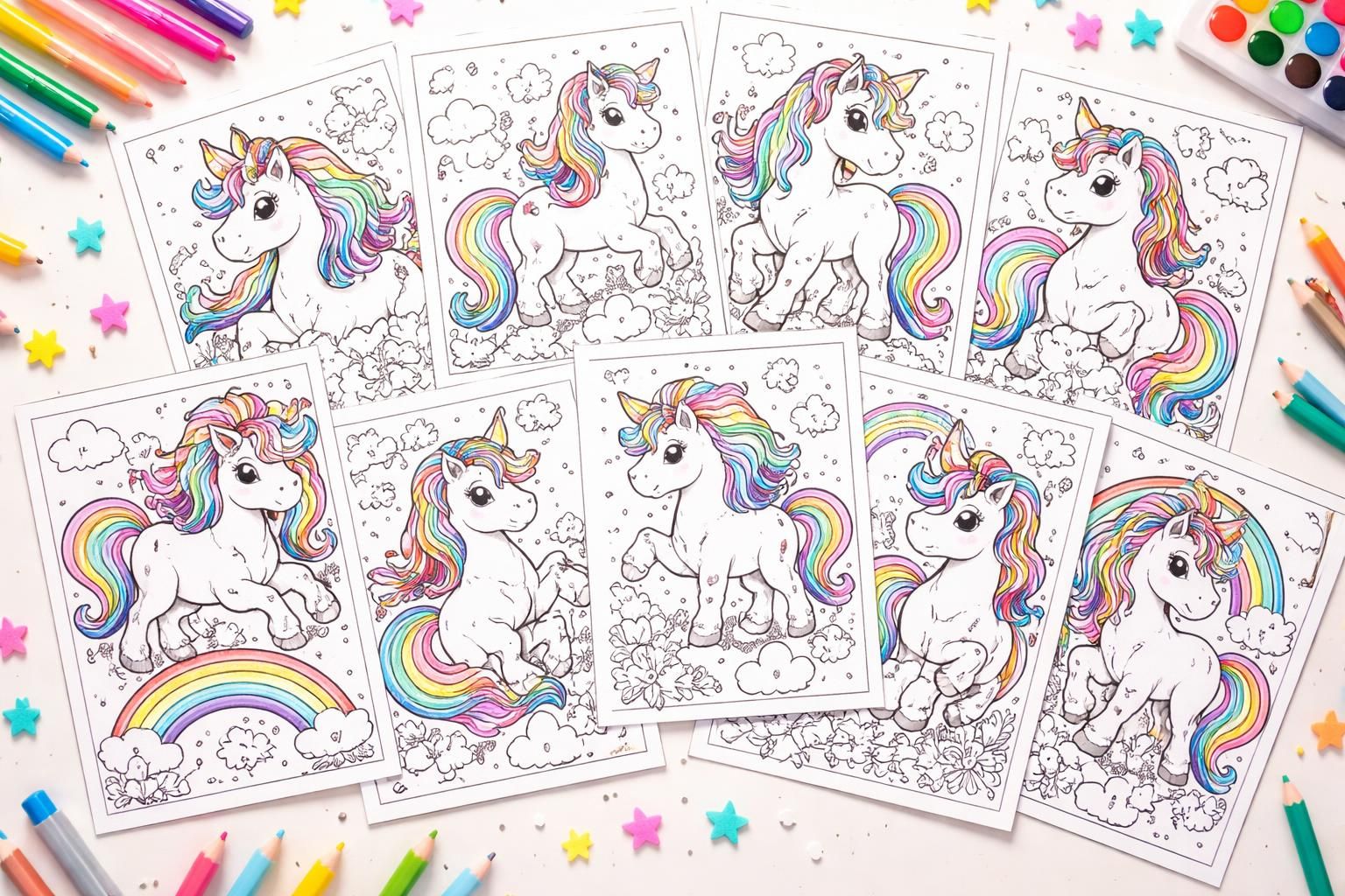 Top 10 des coloriages d&rsquo;une licorne arc en ciel à imprimer pour vos enfants