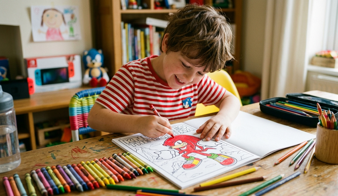 Inspirez-vous des personnages de jeu vidéo avec le coloriage knuckles
